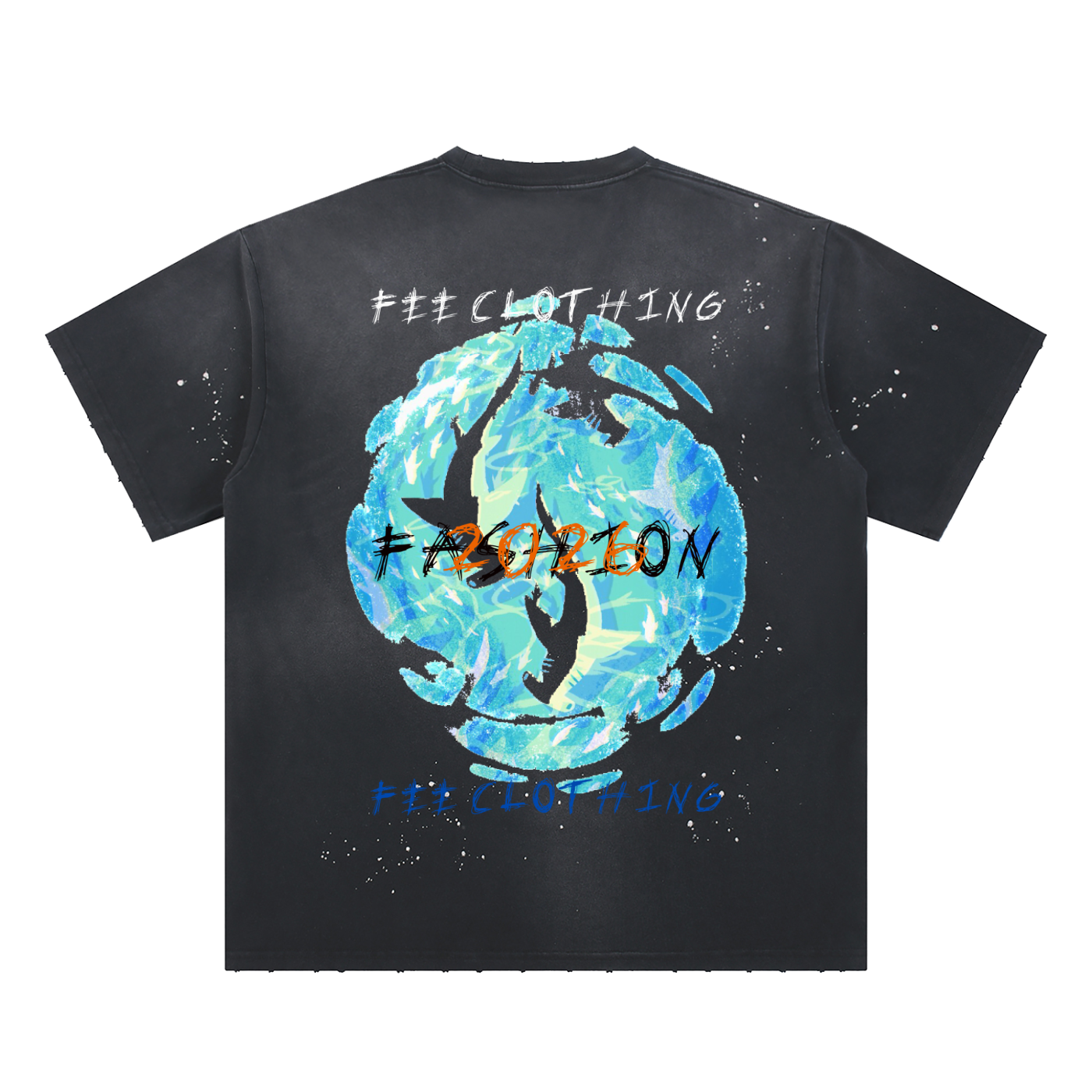 Hand-Frayed Sunfade Paint Splatter T-Shirt
