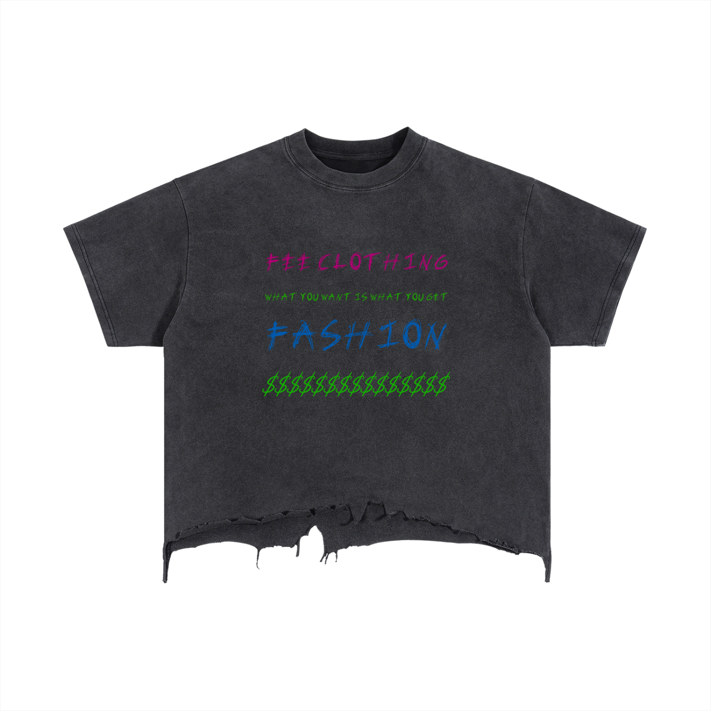 Vintage Wash Boxy Distressed Hem T-Shirt