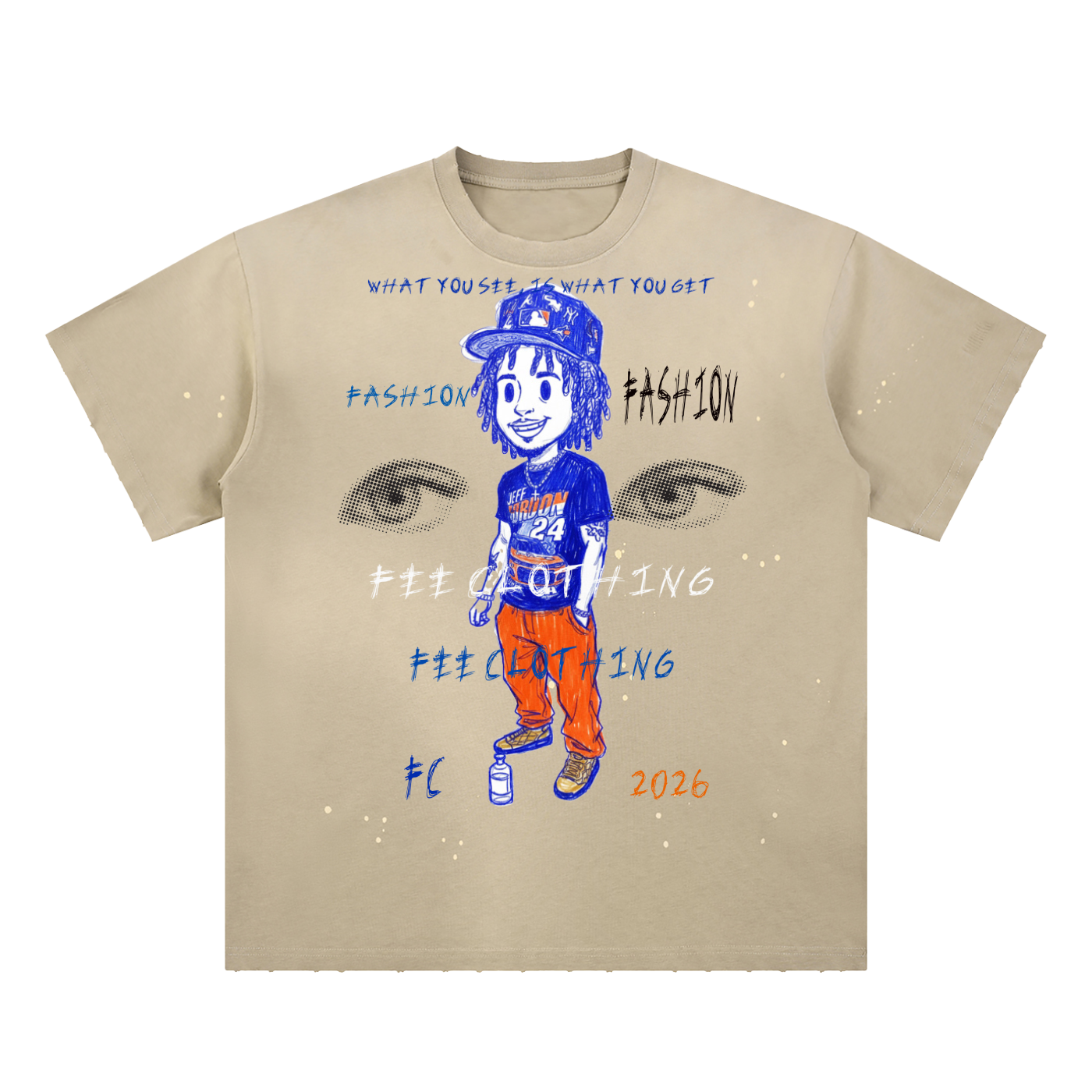 Hand-Frayed Sunfade Paint Splatter T-Shirt