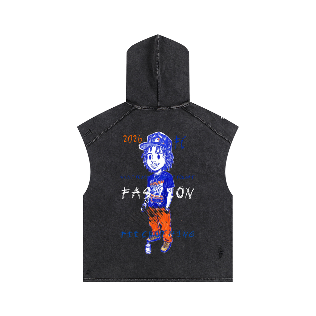 Snow Washed Boxy Hooded Tank Top