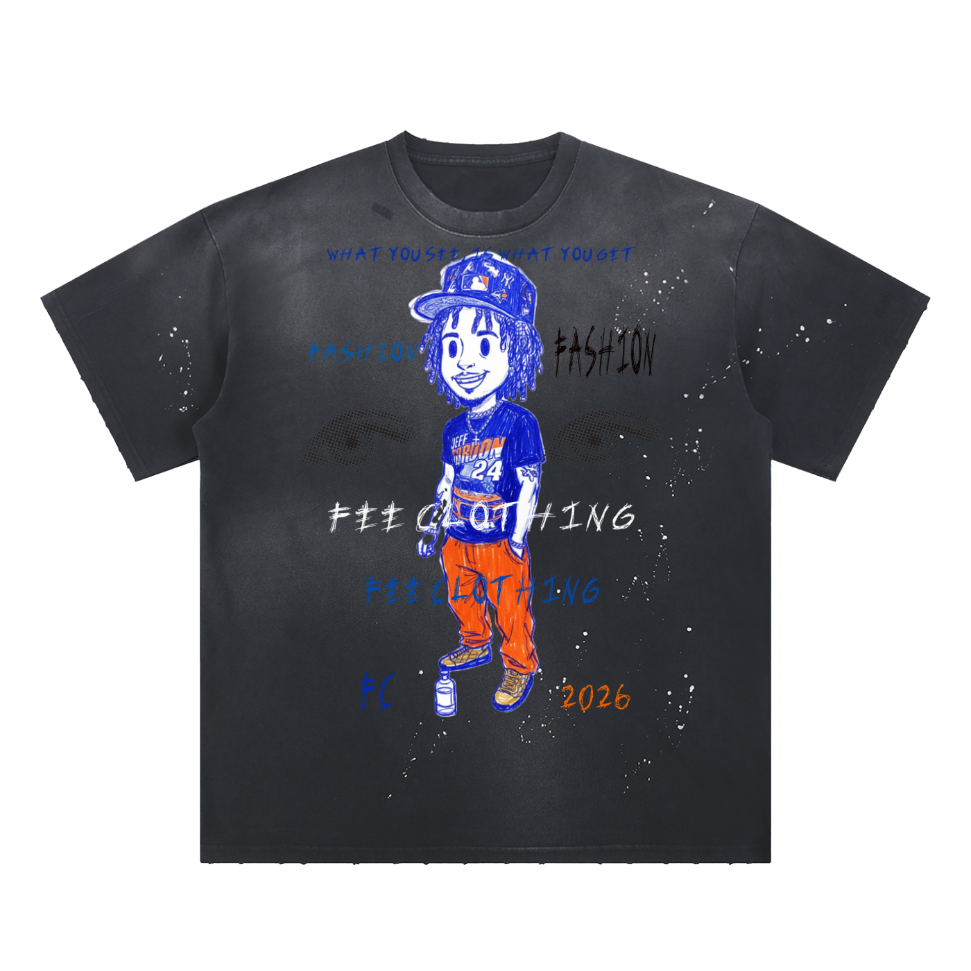 Hand-Frayed Sunfade Paint Splatter T-Shirt